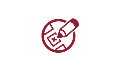 Symbol för att lista sig i form av en penna som kryssar i en ruta