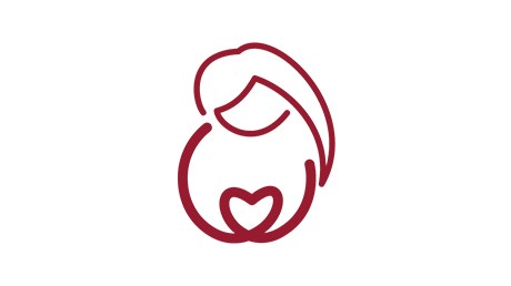 Symbol för barnmorskemottagning i form av en kvinna med ett hjärta